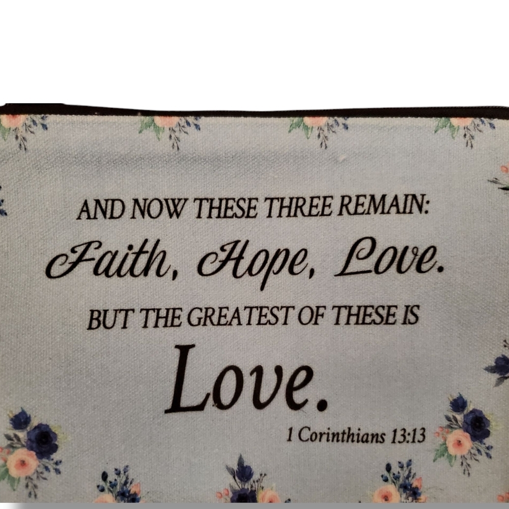 Floral Bible Verse Makeup Bag, Pencil Pouch, Inspiration Multipurpose Bag Gift - Picture 7 of 10